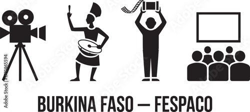 Burkina Faso FESPACO Silhouette Vector Illustration Against Transparent Backdrop