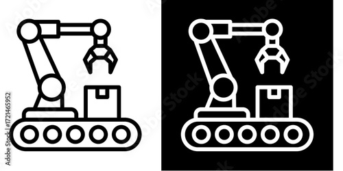 Automated Machine  Icon Set White Style Collection