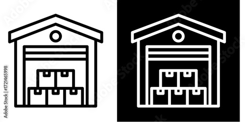Warehouse Storage  Icon Set White Style Collection
