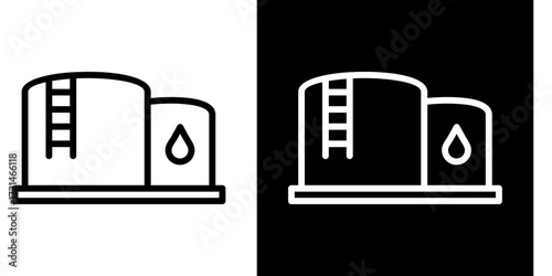 Fuel Storage Tank  Icon Set White Style Collection