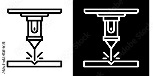 Metal Cutting Machine  Icon Set White Style Collection