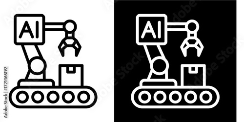Ai-Powered Manufacturing  Icon Set White Style Collection