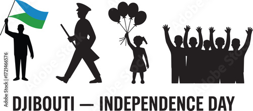 Djibouti Independence Day Silhouette Vector National Festive Celebration Freedom