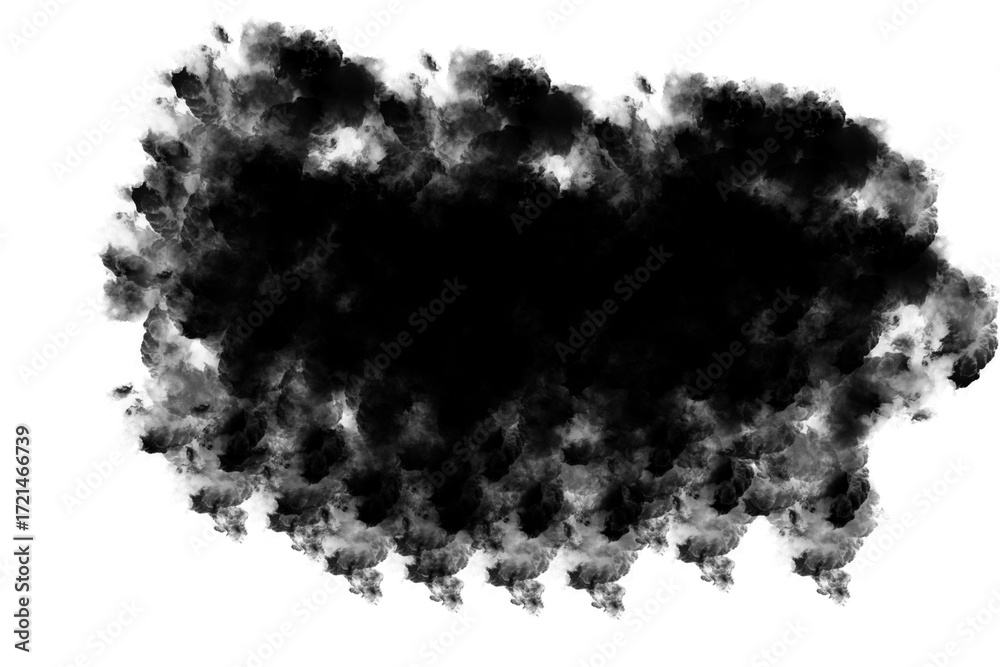 Obraz premium Compact cluster of thick black smoke on transparent background ideal for fire, industrial accident or pollution designs