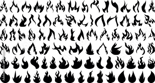 Fire icon vector set. Fire flame symbol. Flame icon collection. Black fire flames