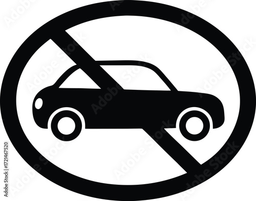 no car parking sign silhouette vector, prohibited parking illustration
