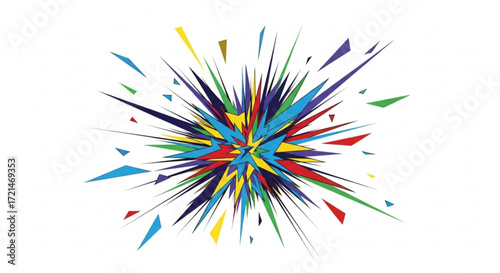 Colorful abstract explosion with sharp edges and vibrant hues, creating a dynamic and eyecatching design
