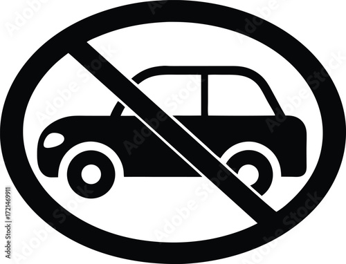 no car parking sign street regulation silhouette vector, forbidden zone icon illustration
