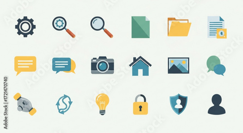 Set of flat design icons for web design, user interface, and mobile applications with a clean and modern style