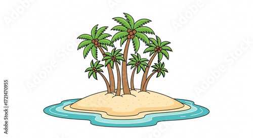 A tropical island with palm trees, a serene escape to paradise, a tranquil oasis of relaxation and natural beauty