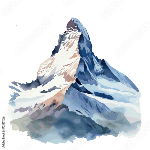Matterhorn. Matterhorn watercolor vector illustration
