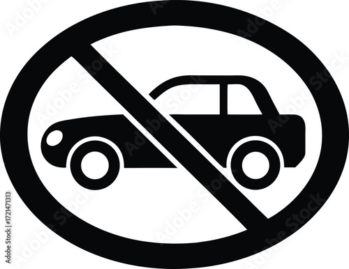 no car parking sign road safety symbol vector, no stopping silhouette illustration
