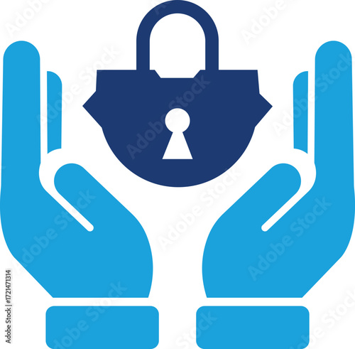Hands Protecting a Padlock Data Security in Caring Hands Digital Privacy Safeguard
