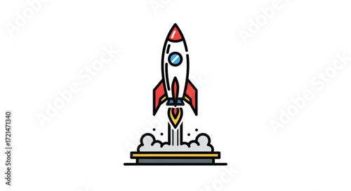 A vibrant rocket illustration taking off, , symbolizing innovation, startup, and the excitement of new beginnings
