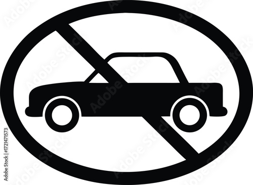 no car parking sign road safety symbol vector, no stopping silhouette illustration
