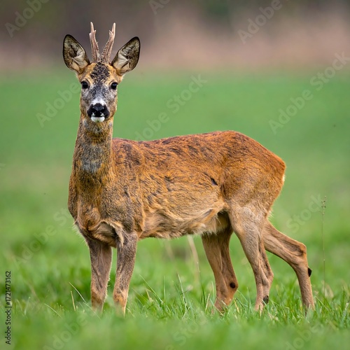 Roe deer in a grassy field