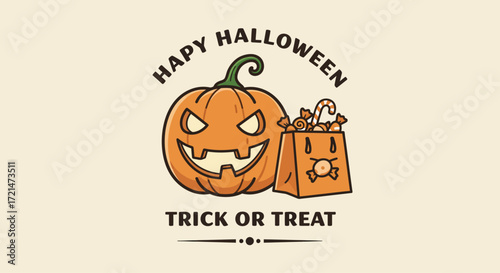 Happy Halloween Trick or Treat Illustration