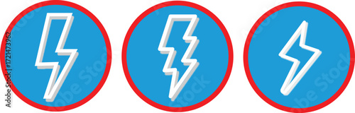 No Electricity and Lightning Prohibition Sign Icon Set. No lightning symbol, ban. Blackout icons, power outage, bright warning. No Electricity on transparent background
