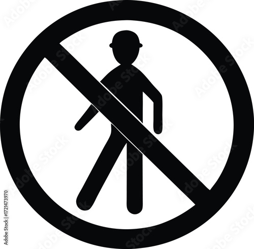 prohibition sign no walking icon vector, forbidden access symbol illustration
