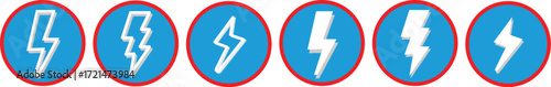 No Electricity and Lightning Prohibition Sign Icon Set. No lightning symbol, ban. Blackout icons, power outage, bright warning. No Electricity on transparent background
