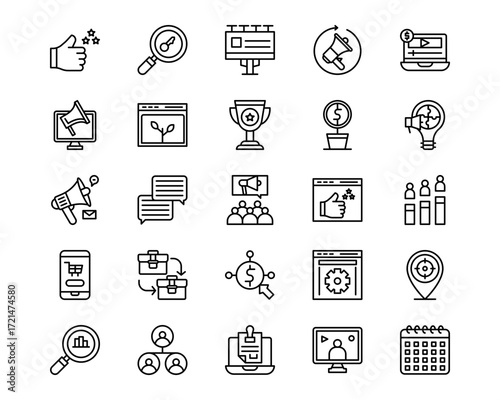 Digital Marketing Line Vector Icons