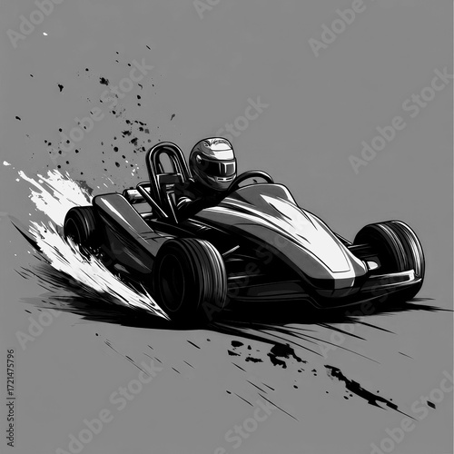 High-speed go-kart racing on a slick track during the day