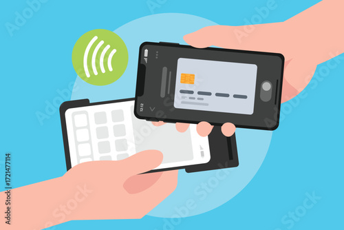 Digital card contactless mobile payment by smartphone, Using NFC to pay by tapping on a POS terminal.