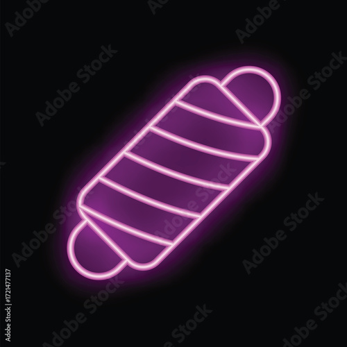 Glowing neon sign depicting a shawarma wrap, perfect for a restaurant menu or food blog