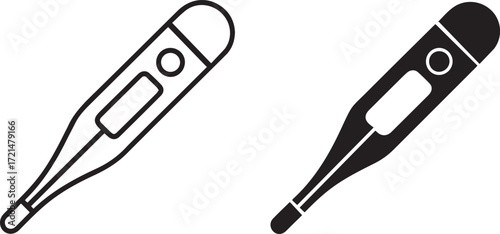 Vector art of digital thermometer icons for medical use