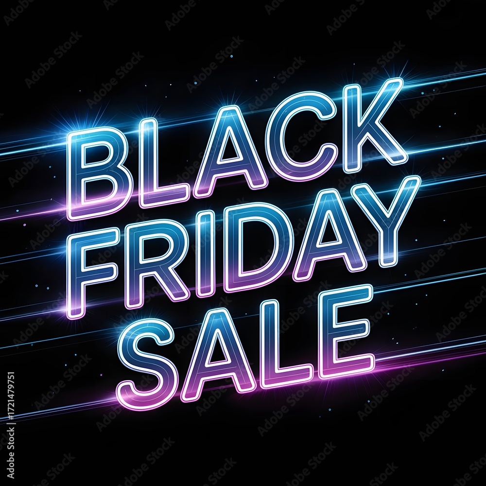 Obraz premium Black friday sale neon sign with glowing lines and text