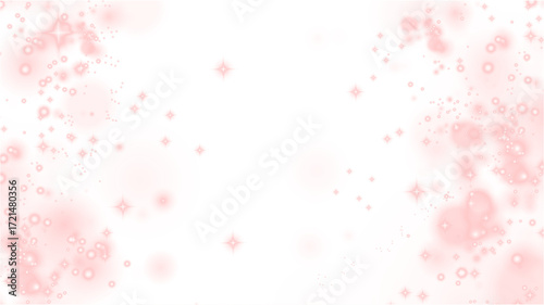 Soft pink abstract background with sparkling stars and bubbles, creating a dreamy atmosphere, ideal for overlays and design projects with copy space
