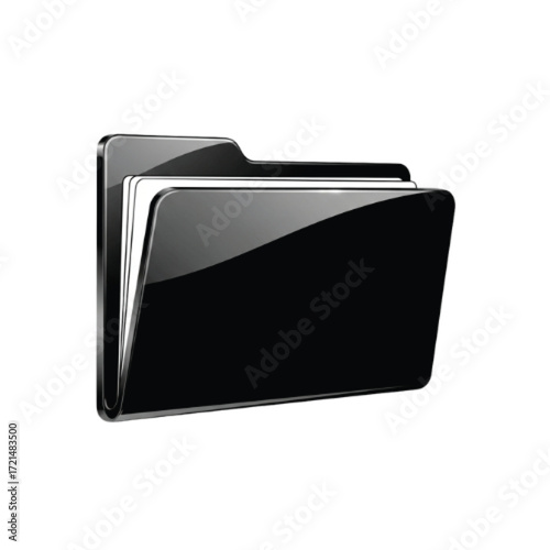 Glossy black folder with a stack of white papers inside, a professional office supply.