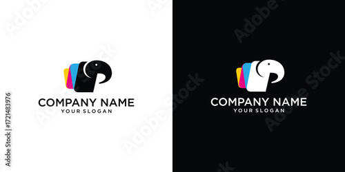 Elephant icon with colorful stripes vector icon logo design inspiration