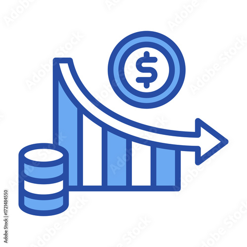 Depreciation Blue Vector Icon