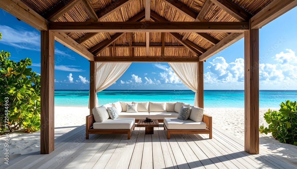 Obraz premium Beachside gazebo, tropical paradise