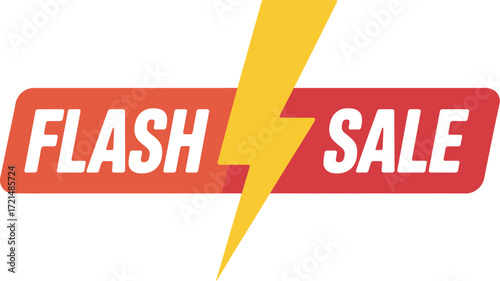 Bright flash sale banner with lightning bolt for urgent shopping promotions