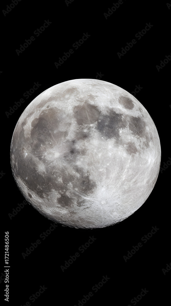 Naklejka premium Magnificent Full Moon Illuinating the Nocturnal Horion with Ethereal Glow in te Silence of Night