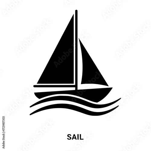 Classic silhouette sailboat graphic nautical maritime yacht adventure sport ocean travel icon