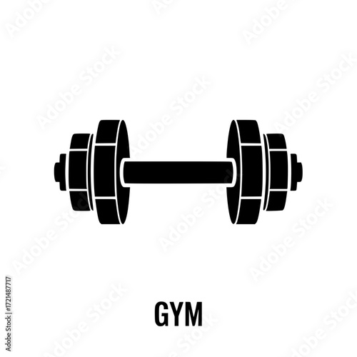 Classic gym dumbbell icon silhouette for fitness and workout graphics