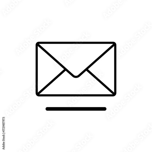 Black and White Envelope Icon – Minimal Email Vector