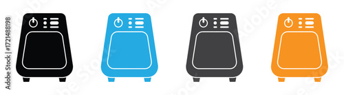 Vector art of representation of an air fryer, a modern kitchen appliance used for cooking food with hot air circulation, offering a healthier alternative to deep frying, showcasing convenience and tec