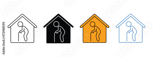 Elderly Person Living Alone at Home icon vector. retirement community visuals and home healthcare marketing materials symbol. vector illustration.