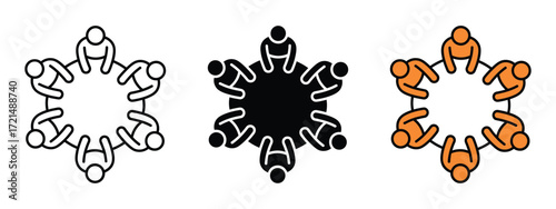 Group meeting icon vector. Teamwork and collaboration,  promoting innovative solutions and strategic planning in business symbol. vector illustration.
