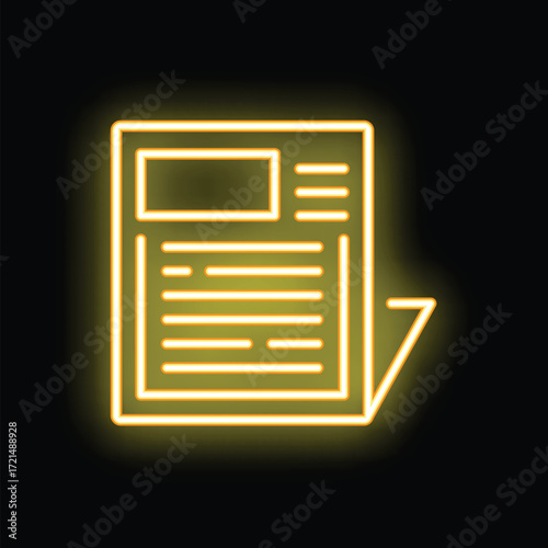 Neon sign representing a newspaper with a blank headline, ideal for communication concepts