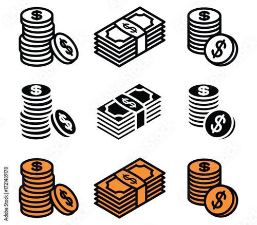 Money icon vector. wealth, finance, and prosperity for business and investment symbol. vector illustration.