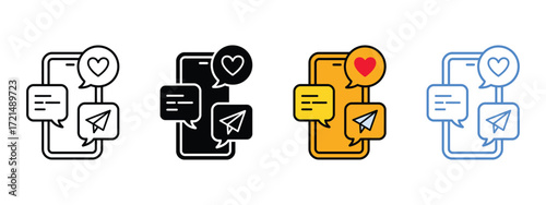 Social media icon vector. Share the love with mobile messaging, connecting people symbol. vector illustration.