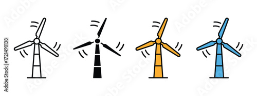 Wind turbine icon vector. clean energy future with rotating blades and environmental focus symbol. vector illustration.