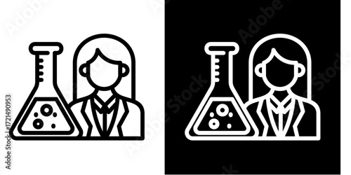 Lab Technician  Icon Set White Style Collection