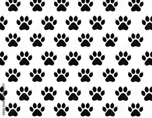 Black Paw Prints on White