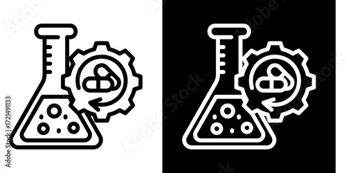 Pharmaceutical Testing  Icon Set White Style Collection